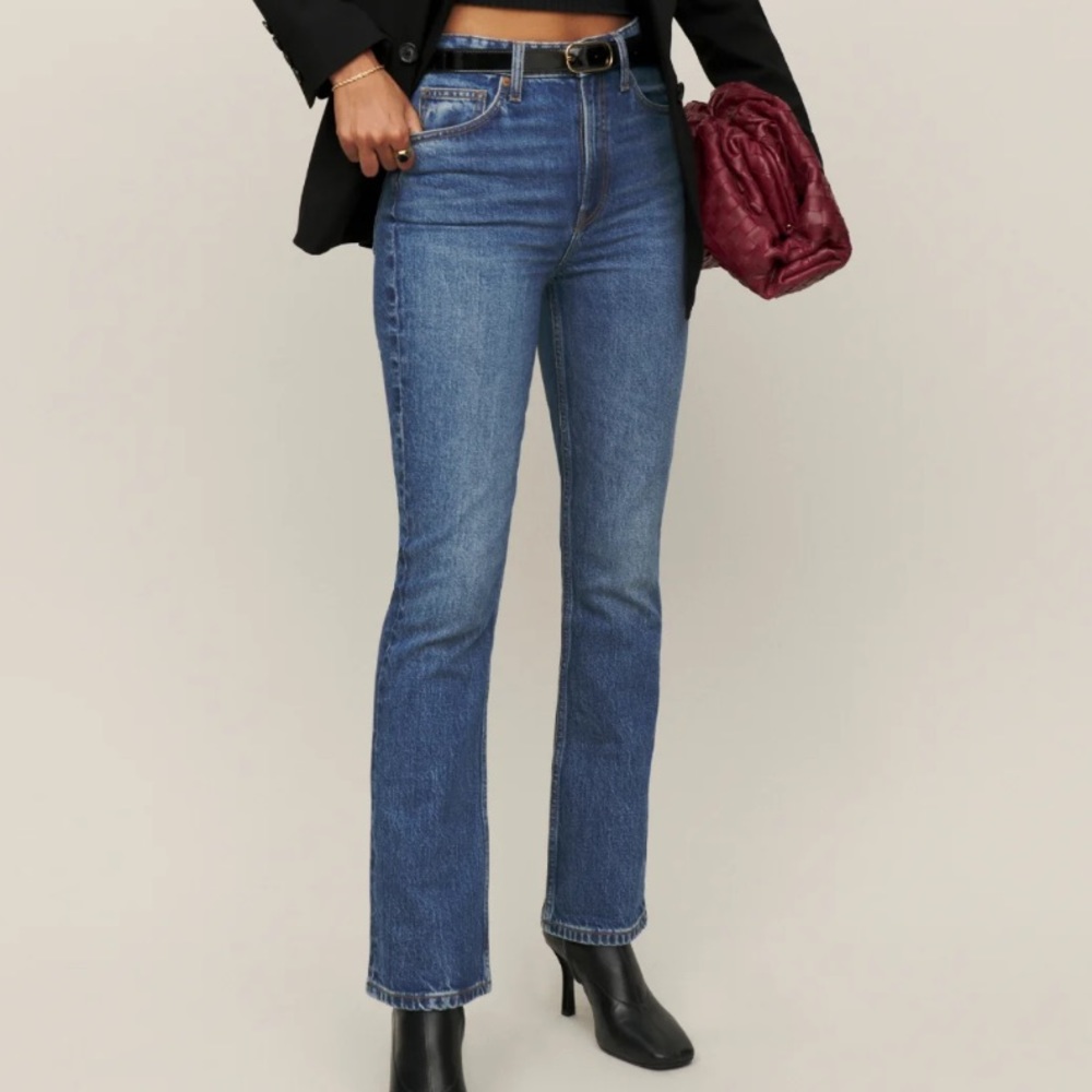 Reformation Blue Boot Cut Jeans with Stretch